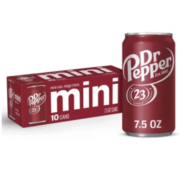 Dr Pepper Soda – 10pk/7.5 fl Oz Mini Cans